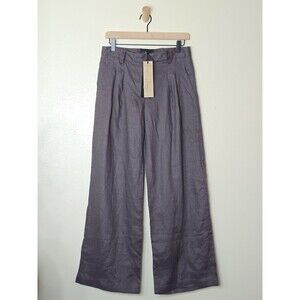 Follow Me Womens M 100% Linen Wide Leg Pants Pleated High Rise NWT